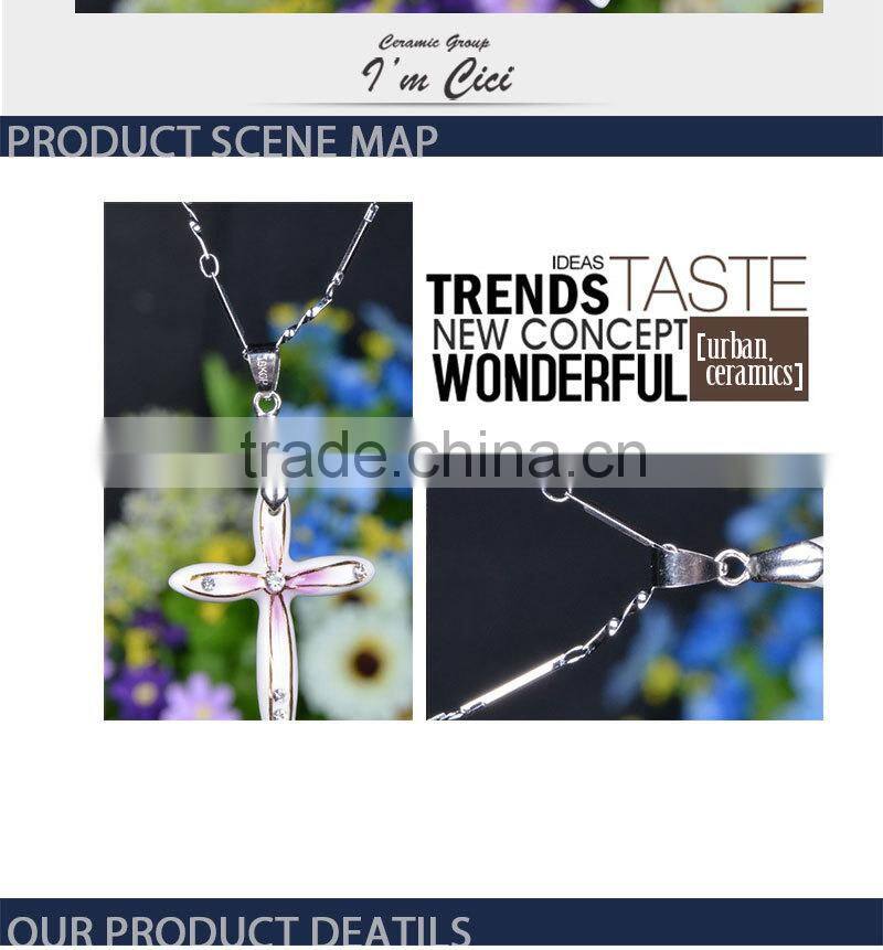 Hot selling Jesus cross ceramic pendant necklace