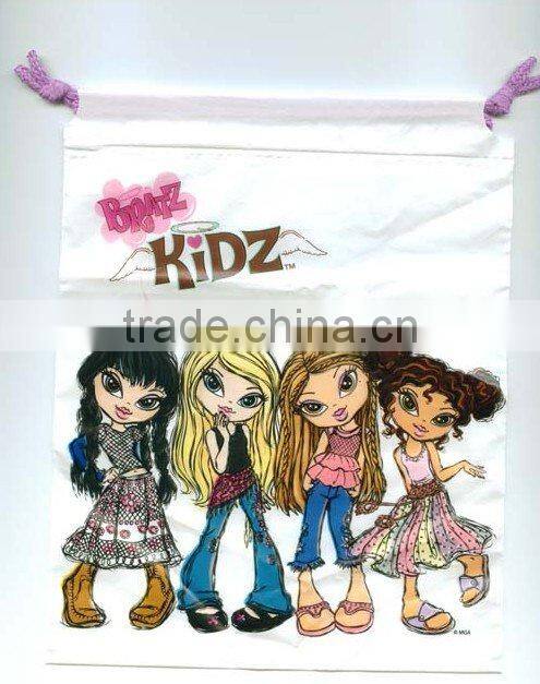 Custom retail packaging cheap promotional drawstring bag for girl