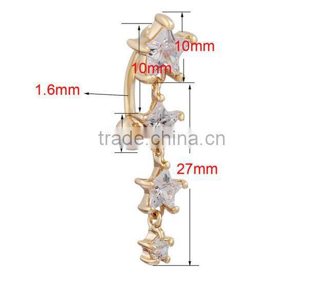 Sex Women Star Shape Belly Ring Navel Ring