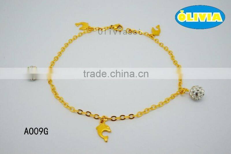 Olivia Jewelry Top quality stainless steel gold plated anklet
