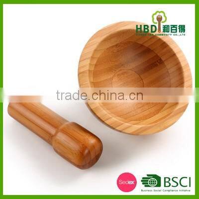 Best selling premium fashion bamboo wooden mortar and pestle set