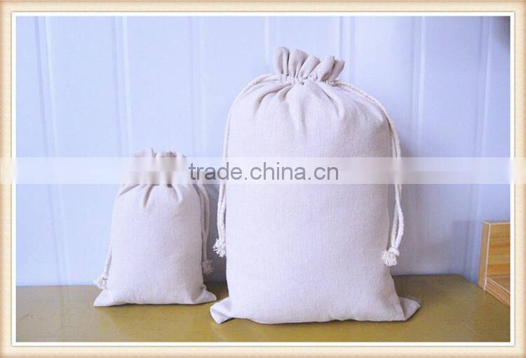 Plain cotton and linen storage bag drawstring bag