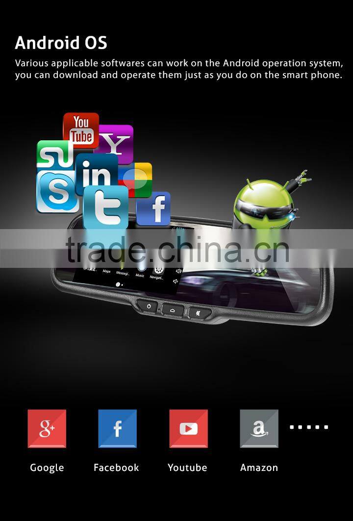 Car digital rearview mirror 5 inch touch screen android gps mirror with 1080p dvr function