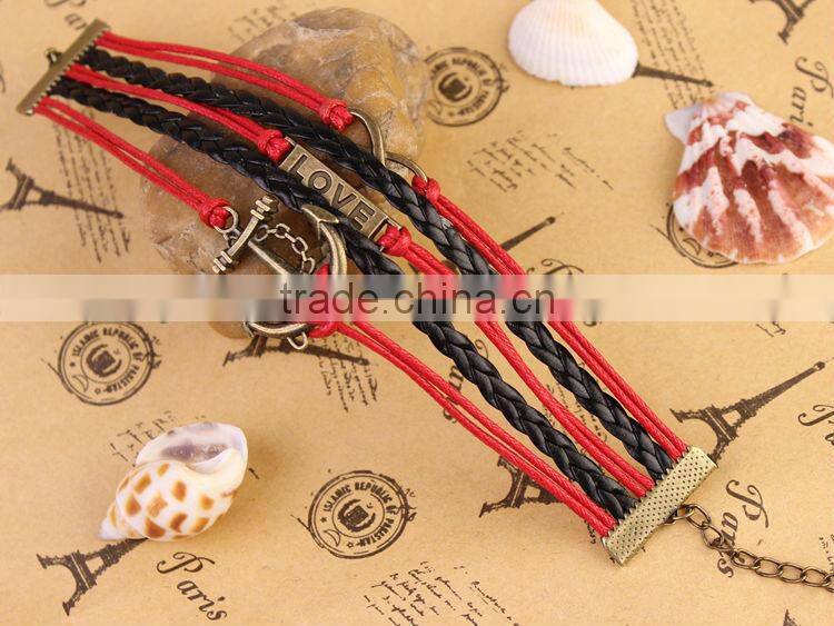 MYLOVE 5 colors in stock love bracelets & bangles braided leather jewelry MLBZ017