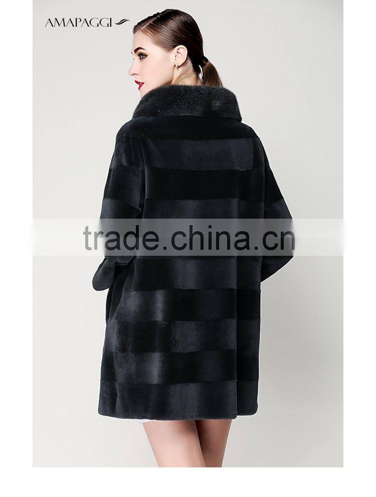 Hot sale real natural cashmere fur coat for winter overcoat