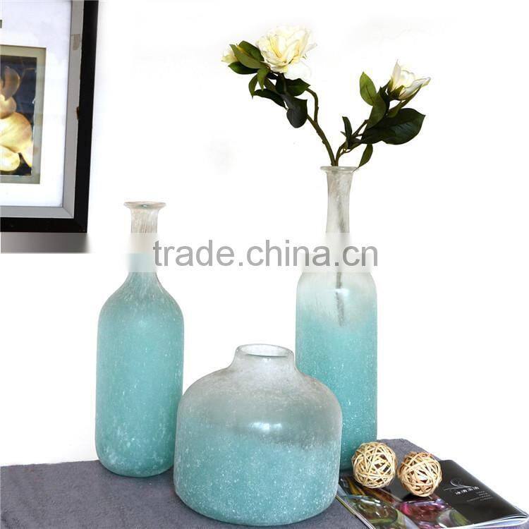 OUBOAO unique design handmade retro style smoke gray matte glass flower vase
