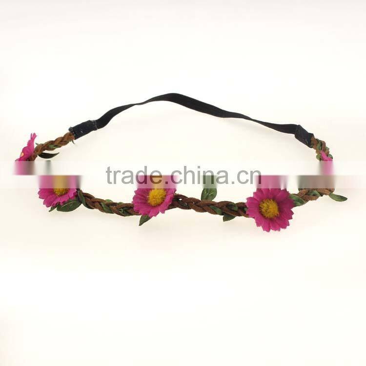 Yiwu factory manufacturer floral elastic hairband ,cute girl/lady/woman elastic headband