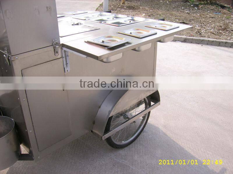 Western style bike tricycle hotdog food cart