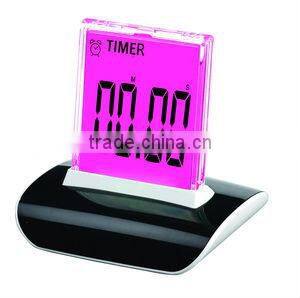 pushing panel seven color changing LED wake up digital table alarm clock