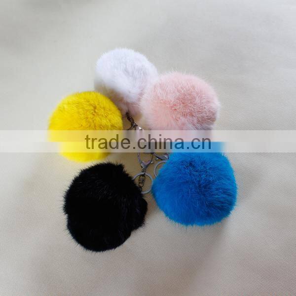 2015 New Fashionable Rabbit pom pom fur ball for keychain