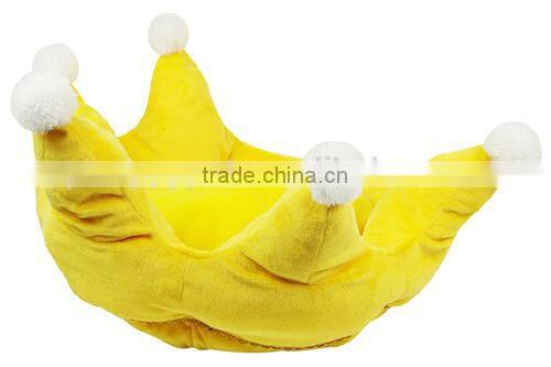 Pet Dog Cat Crown Shaped Bedding/Yellow 47*32cm