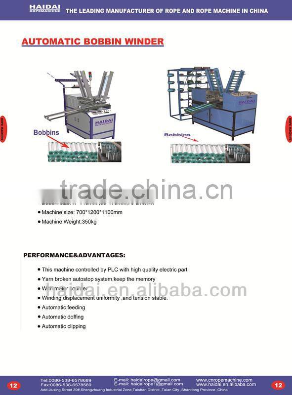 Plastic yarn bobbin winder for rope