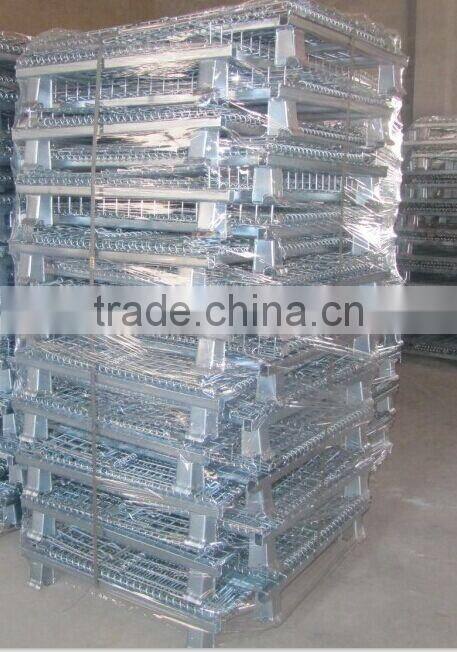Perdurable warehouse folding steel storage cage