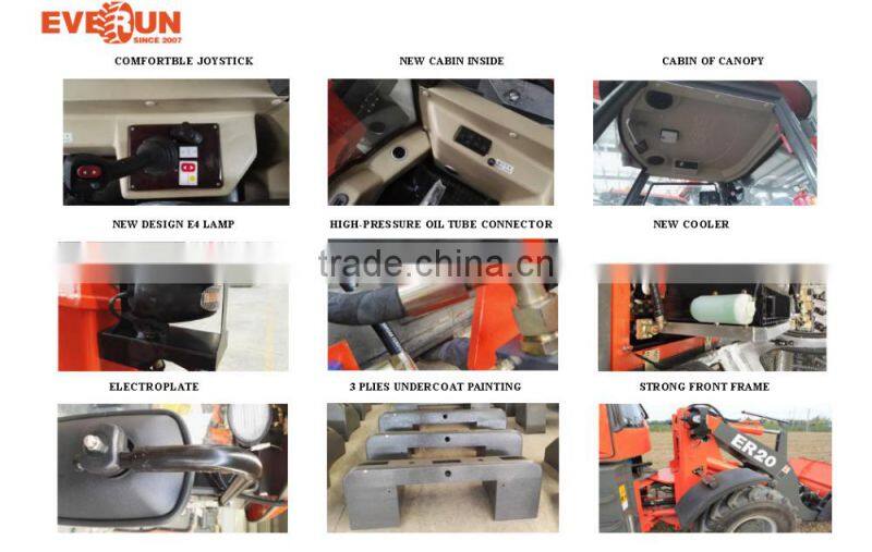 Everun CE Agricultural Tools Mini Tractor/Front Loader ER15 1600kg Loading Capacity with Spare Parts for Sale