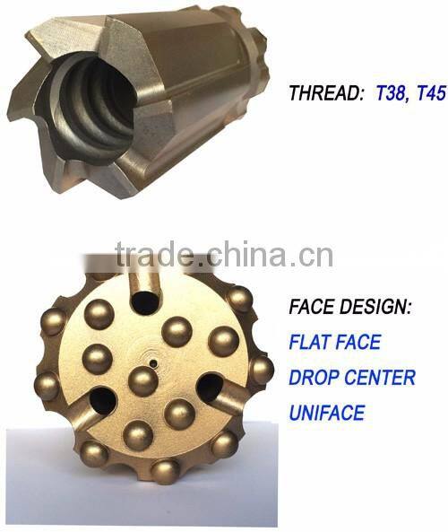 R32 T38 T45 T51 Retrac thread button Bit of diameter 64mm 76mm 89mm 102mm 115mm 127mm