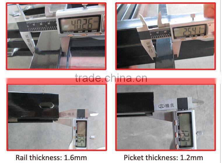 Hot galvanized powder coated black security tubular steel picket fence panels hebei factory