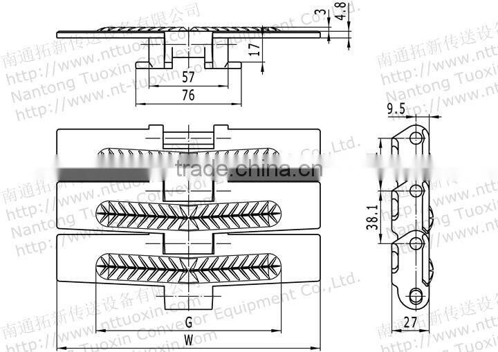 882TAB Side flexing Heavy Duty SuperGrip Tabletop chain