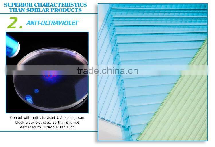 Polycarbonate types of roof covering sheets muti-wall structure 100% Bayer material