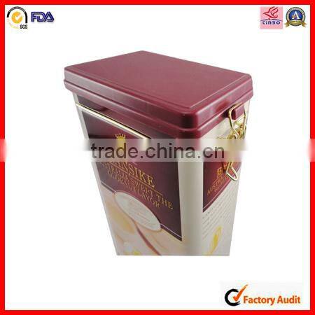 4 color print rectangle airtight metal tea tins