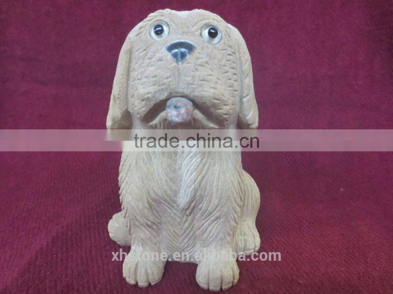 granite hand carved mini dog stone statue