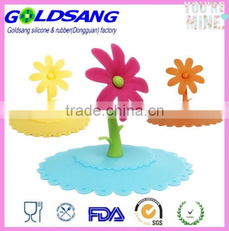 new design flower shape 10cm dia silicone cup lid