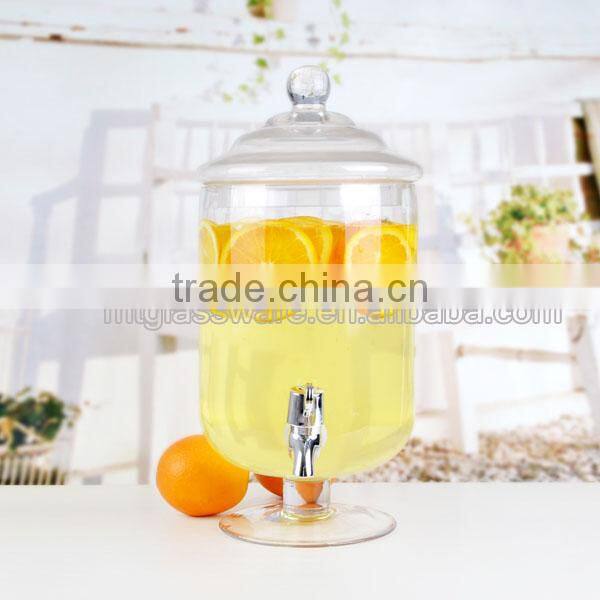 Hot sell 7l high quality glass beverage glass jar with glass lid