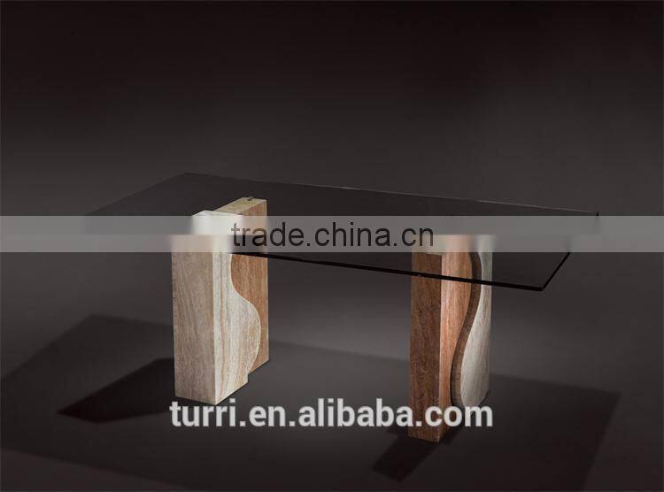 New Design luxury marble base glass top tv stand