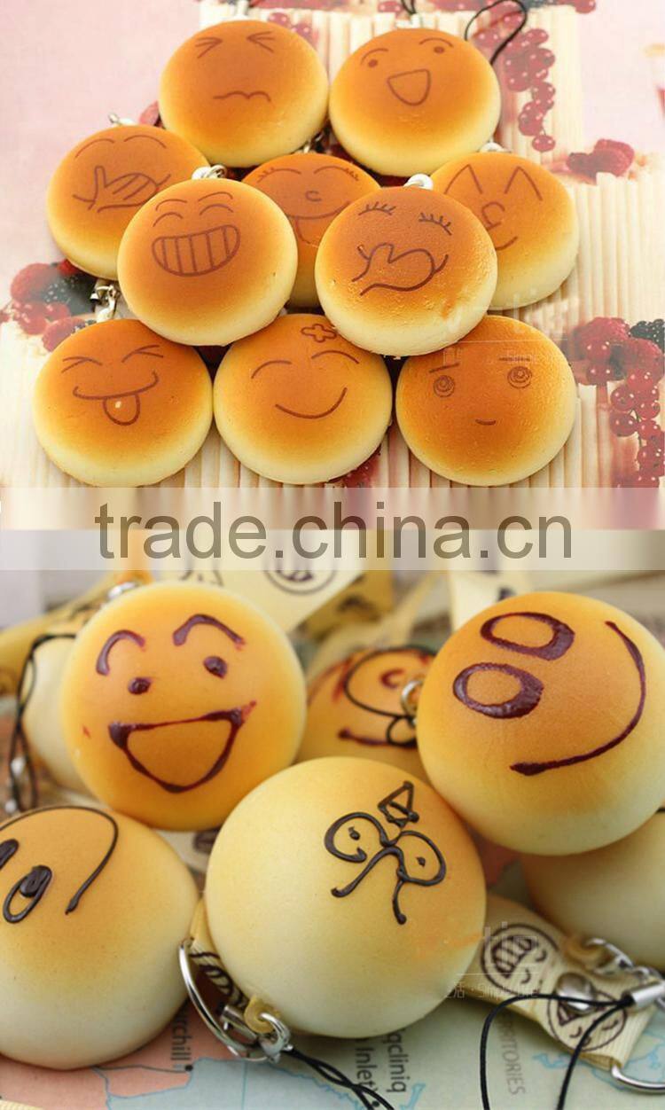 best gift for christmas artificial imitated fake key replica faux lovely Silicone bread food pendant phone chain