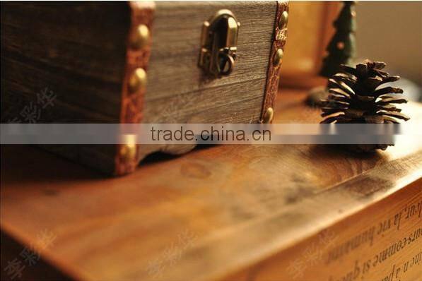Zakka Vintage wooden jewelry box Antique Chinese storage box desktop furnishing articles gift box