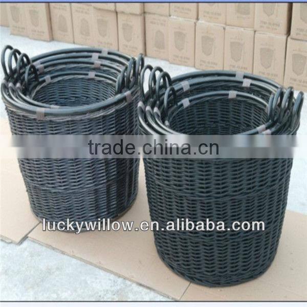 durable large wicker basket with metal handle
