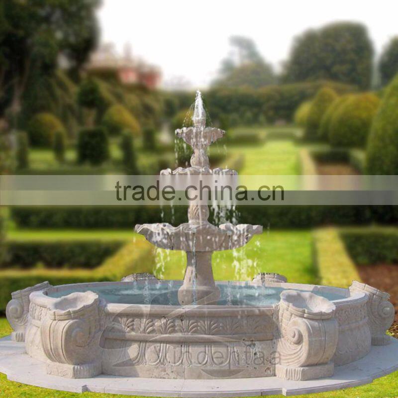 outdoor garden decoration popular design white large marble stone fountain water