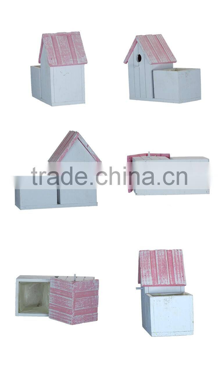Home Decrative Wooden Bird House Wooden Flower Pots