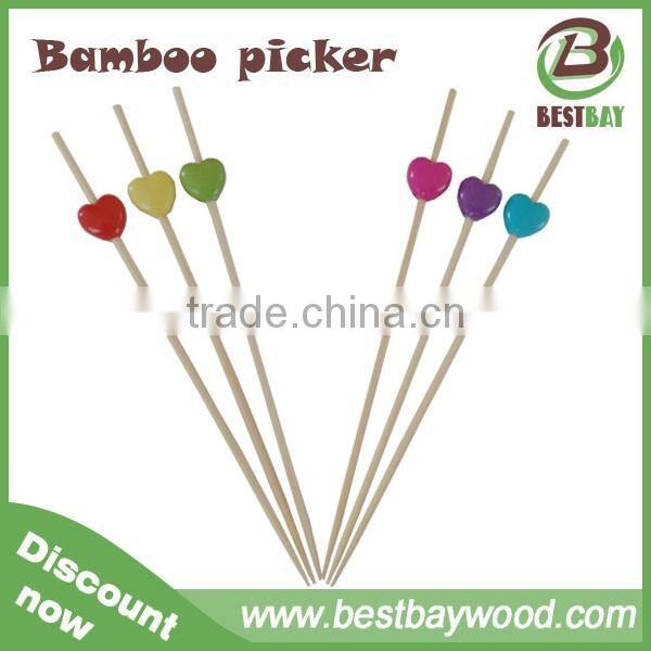 Chistmas party cocktail decoration heart-shaped bamboo skewers,bamboo skewers wholesale