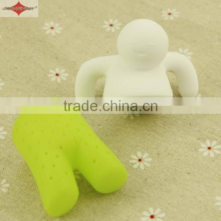 ZY-E3144 Hot Sales food grade Infuser Man shape Silicone Tea Strainers