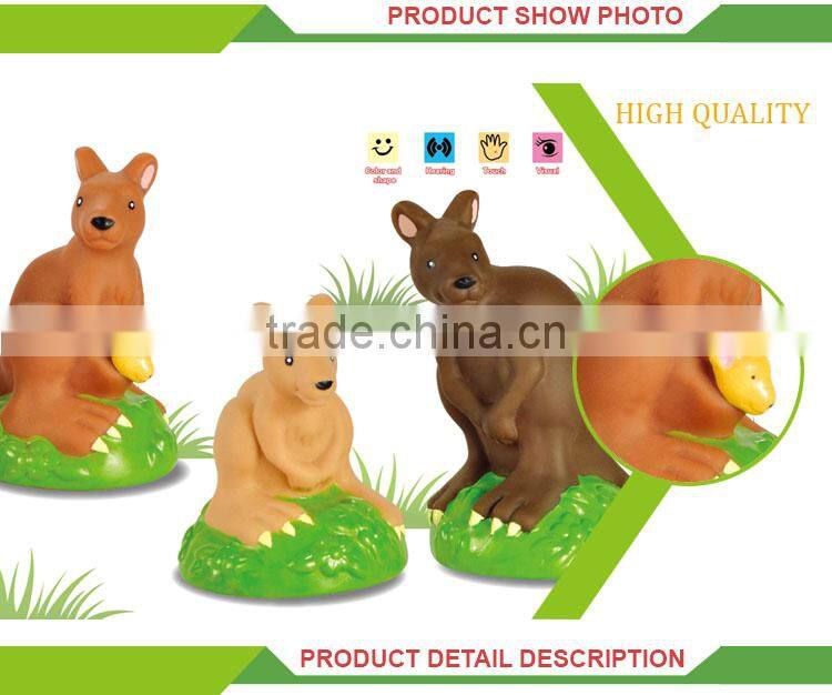 High Quality cartoon kangaroo small rubber toys with BB whistle