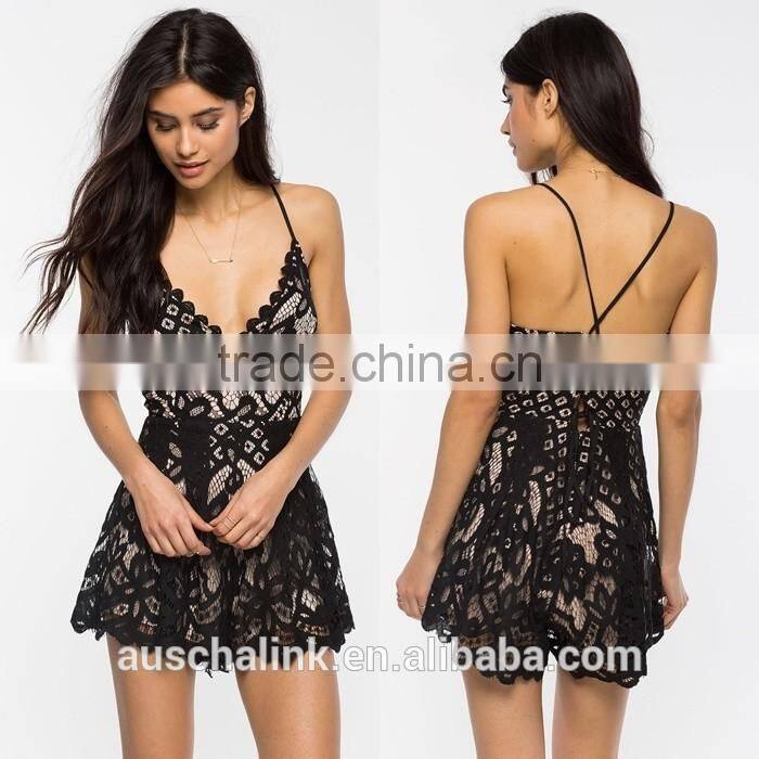 2016 new style sexy women lace romper wholesale OEM service