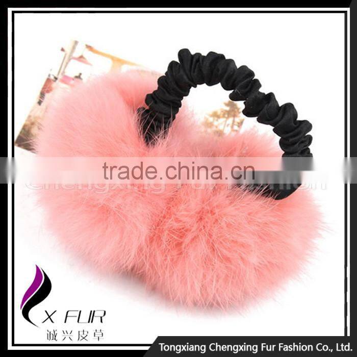 CX-E-21 Genuine Rabbit Fur Ball Elastic Hair Band ~Mixed Colors