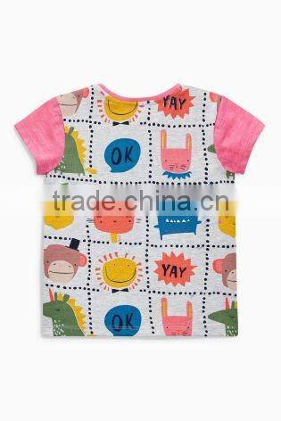 High standard Carton pattern Grils tops printing designs Latest tops Pictures of girls cotton tops