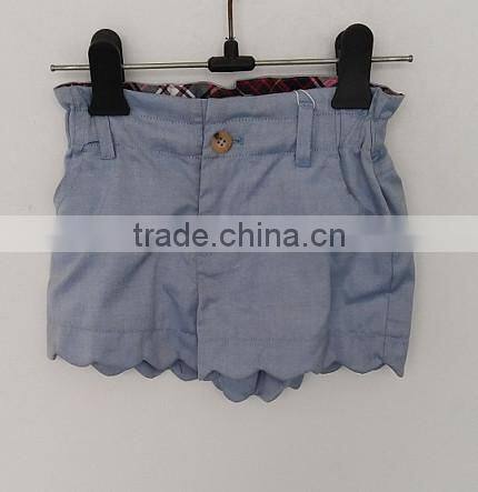 cool girls blue denim wavy hem shorts for summer