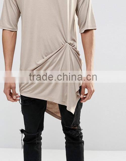 2016 Popular men extreme longline crewneck blank t-shirt custom