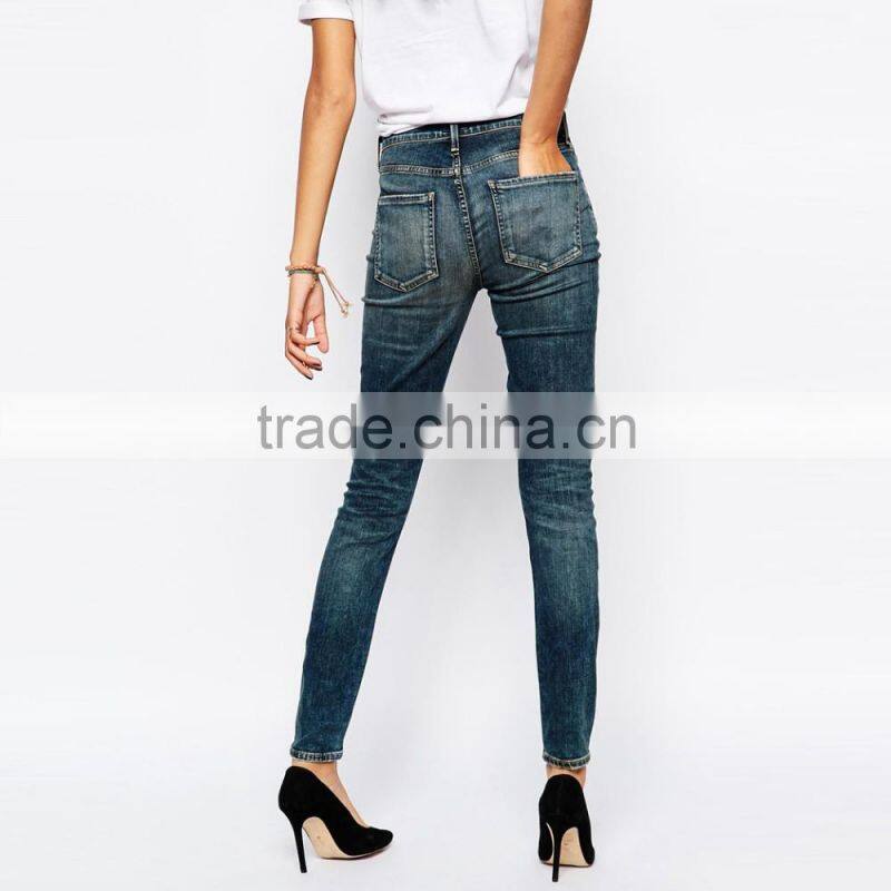 knee ripped new model jeans for lady wholesale custom design