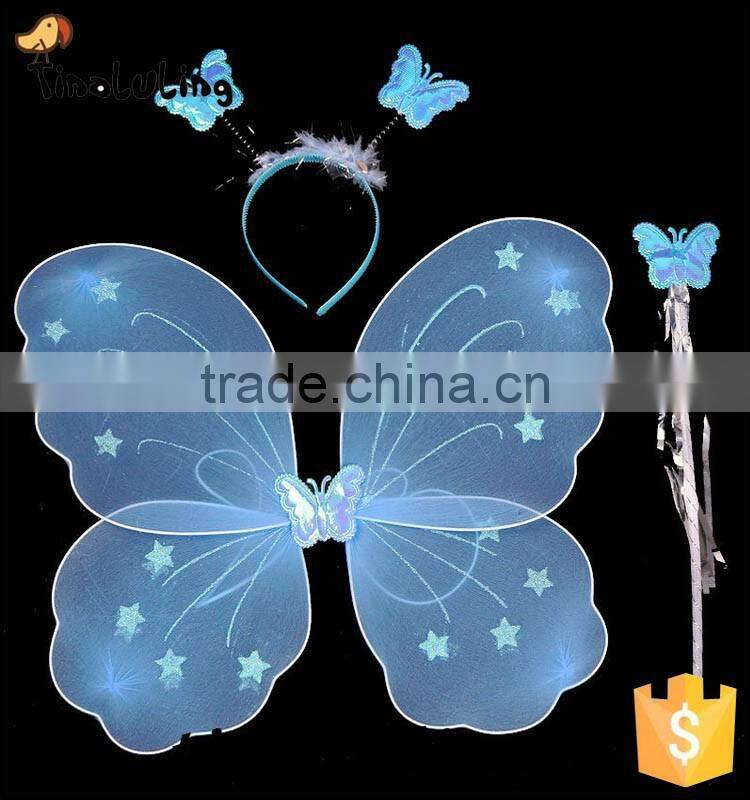 Fancy Girls Party Decorations Kids Butterfly Fairy Wing Red Nylon Butterfly Wings Sets