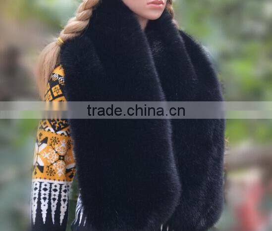 trendy design warm winter women blue fox fur shawls