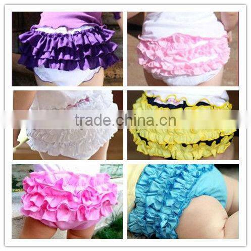 2015 boutique new style! Top quality wholesale kids lovely Fresh and simple single color lavender ruffled shorts for baby