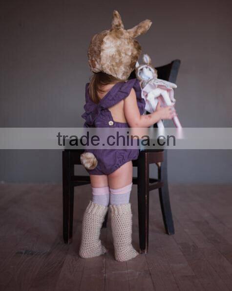 Baby Clothing Baby Toddler Clothing 100% Cotton Plain Purple Baby Romper