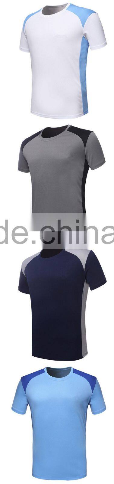 Polyester Short Sleeve Gym Quick Dry Stringer Blue White T-shirt