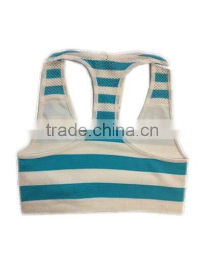 seamless stripe bandeau sport tank top cami bra with mesh back and color yarn