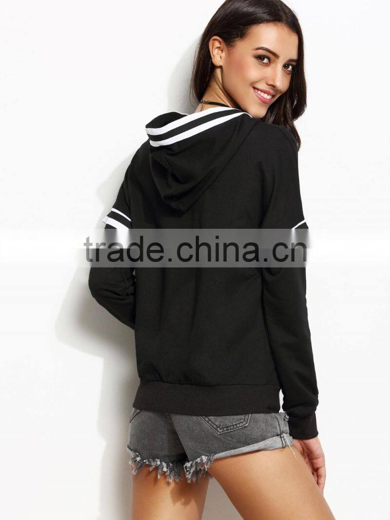 2016 Latest long sleeve design sweatshirt women hooded custom sweatshirt wholesale