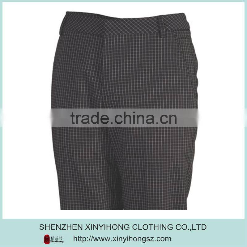 polyester/cotton thick fabric plaid tech style golf pants