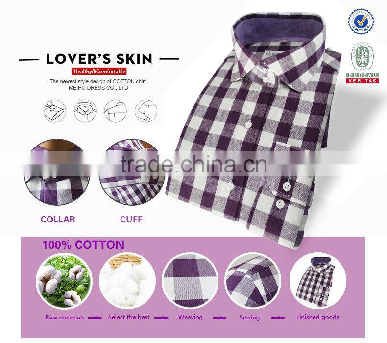 2017 new Brand Plaid Autumn Oxford mens slim fit fashion shirt